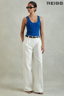 Reiss Cobalt Blue Violet Ribbed Cotton Blend Vest (N27625) | €34