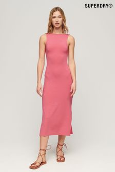 Superdry Pink Jersey Twist Back Midi Dress (N27723) | 223 QAR