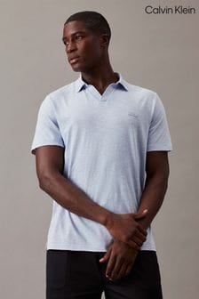 Niebieski - Calvin Klein V-neck Open Collar Polo Shirt (N27860) | 570 zł