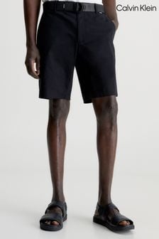 Calvin Klein Black Slim Modern Twill Belted Shorts (N27866) | 510 SAR