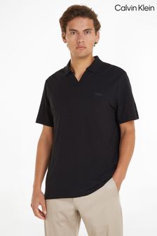 Calvin Klein Black V-Neck Open Collar Polo Shirt (N27912) | OMR47
