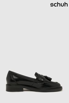 Schuh Lina Leather Tassel Black Loafers (N27956) | SGD 106