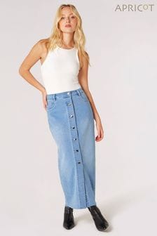 Apricot Blue Button Down Denim Midi Skirt (N27997) | R858