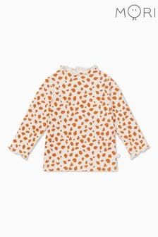Camiseta con volantes crema con lunares de jirafa de algodón y bambú orgánicos de MORI (N28173) | 27 € - 30 €