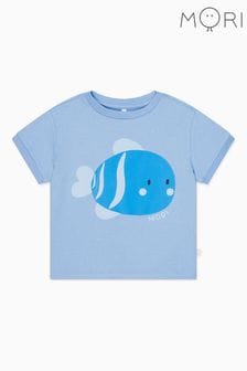MORI Blue Organic Cotton and Bamboo Short Sleeve Whale T-Shirt (N28175) | $44 - $48
