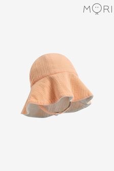 Mori Pink Organic Cotton Muslin Peach Summer Reversible Bucket Hat (N28182) | €23