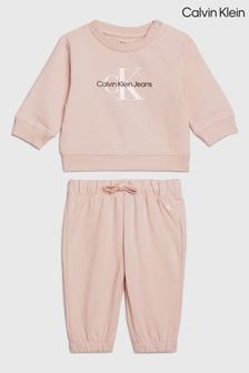 Calvin Klein Pink Monogram Sweatshirt Set