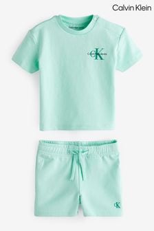 Calvin Klein Blue Monogram Logo T-Shirt Shorts Set (N28247) | €69