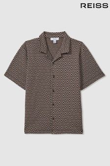 Reiss Tobacco Multi Grove Teen Jacquard Cuban Collar Shirt (N28315) | €55