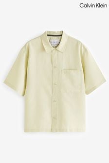 Green - Calvin Klein Linen Button Down Shirt (N28384) | kr1 560