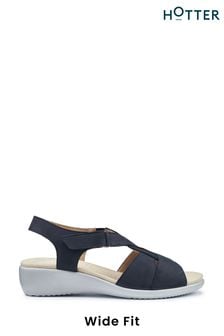 Hotter Blue Wide Fit Isabelle Touch Fastening Sandals (N28462) | LEI 531