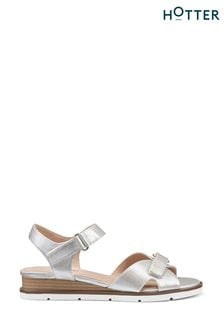 Hotter Silver Regular Fit Syros Touch Fastening Sandals (N28471) | LEI 472