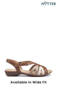 Brązowy - Hotter Flare Touch Fastening Sandals (N28565) | 560 zł