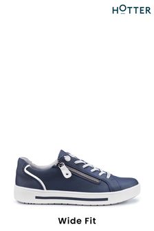 Hotter Navy Leo Lace-Up / Zip Wide Fit Shoes (N28621) | €99