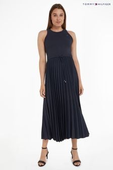 Tommy Hilfiger Blue Rib Tank Pleated Dress