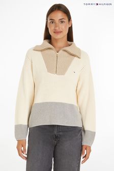 Tommy Hilfiger Cream Half Zip Sweater