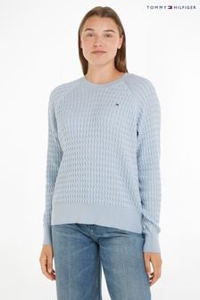 Tommy Hilfiger Blue Cable Knit Sweater (N28686) | 693 QAR