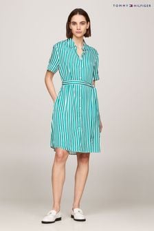 أخضر - فستان قميص متوسط الطول خطوط من Tommy Hilfiger (N28698) | 88 ر.ع