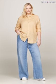 Tommy Hilfiger 大きいサイズ リネン リラックス ブラウンシャツ (N28713) | ￥19,380