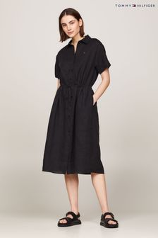 Tommy Hilfiger Linen Midi Black Shirt Dress (N28724) | 891 ر.ق