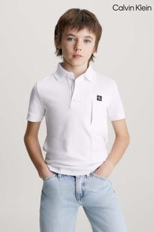 Calvin Klein White Logo Polo Shirt (N28730) | OMR26 - OMR31