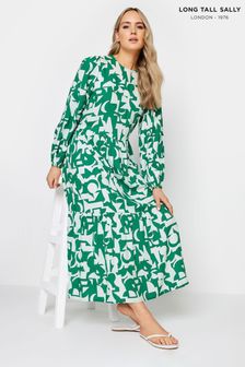 Long Tall Sally Green Chrome Smock Tiered Dress (N28834) | AED189