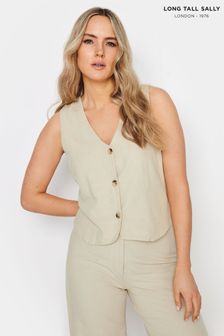 Long Tall Sally Natural Cotton Linen Waistcoat (N28873) | AED172