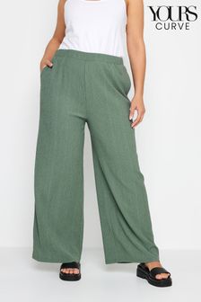 Yours Curve Green Textured Wide Leg Trousers (N29010) | €34