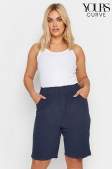 Yours Curve Navy Blue Cool Cotton Shorts (N29012) | €23