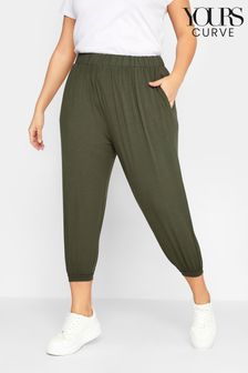 Yours Curve Green Cropped Harem Trousers (N29048) | OMR11