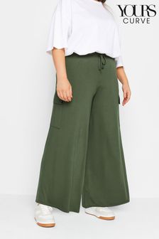 Yours Curve Green Jersey Wide Leg Cargo Trousers (N29055) | kr350