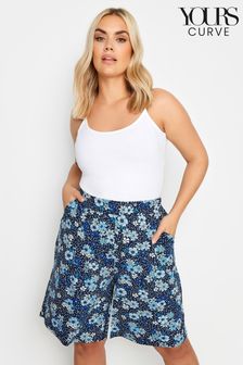 Yours Curve Blue Floral Print Shorts (N29070) | €28