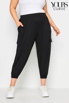 Yours Curve Black Cropped Cargo Harem Trousers (N29077) | €31