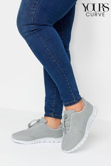 Yours Curve Grey Wide Fit Titania Gem Trainers (N29141) | €44