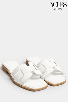 Yours Curve White Cut Out Mule Sandals In Extra Wide EEE Fit (N29166) | SGD 60