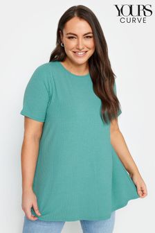 Albastru - Yours Curve Ribbed T-shirt (N29179) | 119 LEI