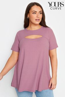Yours Curve Pink Ribbed Cut Out T-Shirt (N29185) | 1,259 UAH