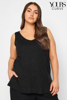 Yours Curve Black Knitted Vest Top (N29206) | OMR10