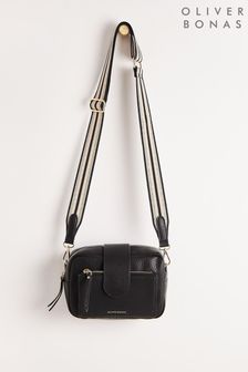 Oliver Bonas Black Charlee Striped Crossbody Bag (N29230) | AED288