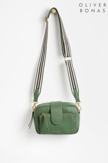 Oliver Bonas Green Charlee Striped Cross-Body Bag