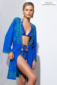 French Connection Blue Embellished Kaftan Beach Cover-Up (N29658) | €42