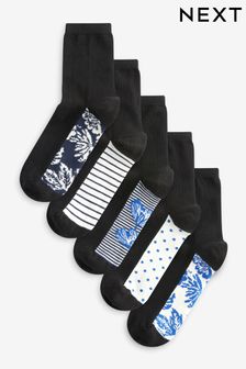 Black Footbed Ankle Socks 5 Pack