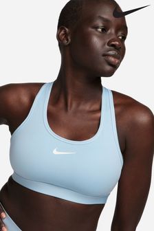 Bleu clair - Soutien-gorge de sport rembourré maintien moyen à logo virgule Nike (N29856) | €47