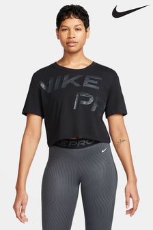 Czarny - Top Nike Dri-fit Pro z krótkim rękawem i nadrukiem (N30055) | 175 zł