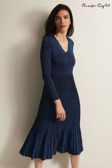 Phase Eight Blue Jessamin Shimmer Knitted Midi Dress (N30082) | €72
