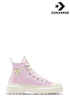 Converse Purple Chuck Taylor Flower Embroidered Lugged Lift Junior Trainers (N30276) | $94