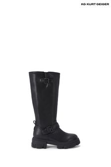 KG Kurt Geiger Trekker Knee Biker Black Boots (N30304) | 1,255 zł