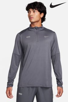 Grau - Nike Dri-fit Element Flash Laufoberteil aus Fleede mit kurzem Reißverschluss (N30404) | 123 €