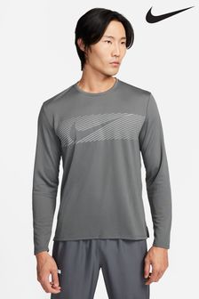 Nike Grey Miler Flash Dri-FIT UV Long-Sleeve Running Top (N30405) | €60