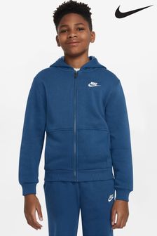 Jasnoniebieski - Polarowa bluza z kapturem zapinana na suwak Nike Club  (N30408) | 285 zł